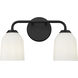 Norah 2 Light 15 inch Matte Black Vanity Light Wall Light